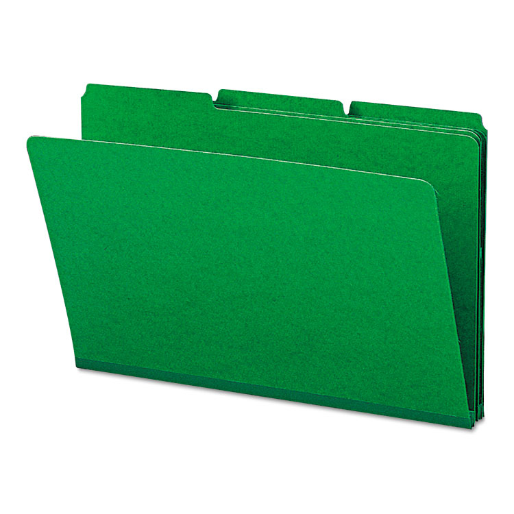 Picture of Recycled Folder, One Inch Expansion, 1/3 Cut Top Tab, Legal, Green, 25/Box