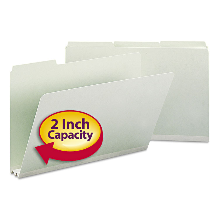 Picture of Recycled Folders, Two Inch Expansion, 1/3 Top Tab, Legal, Gray Green, 25/Box