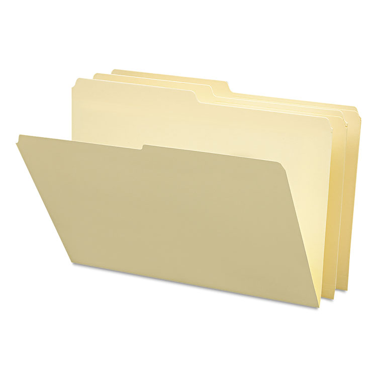 Picture of File Folders, 1/2 Cut, One-Ply Top Tab, Legal, Manila, 100/Box