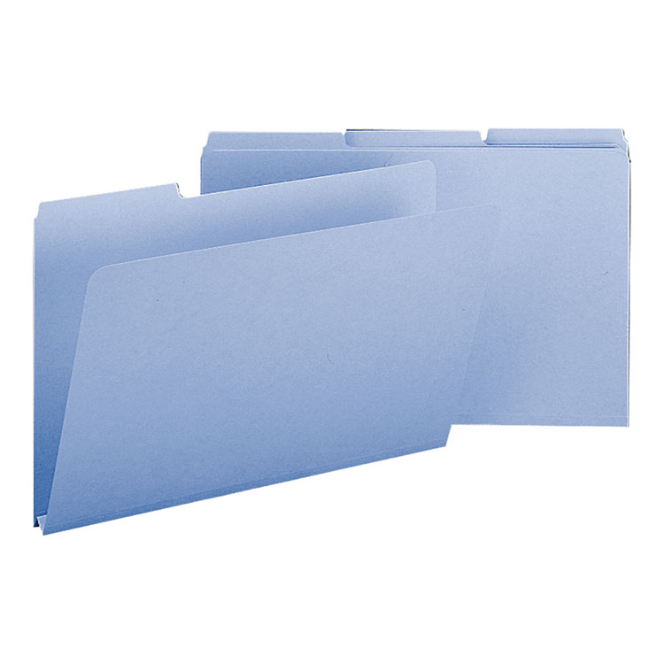 Picture of Recycled Folders, One Inch Expansion, 1/3 Cut Top Tab, Legal, Blue, 25/Box