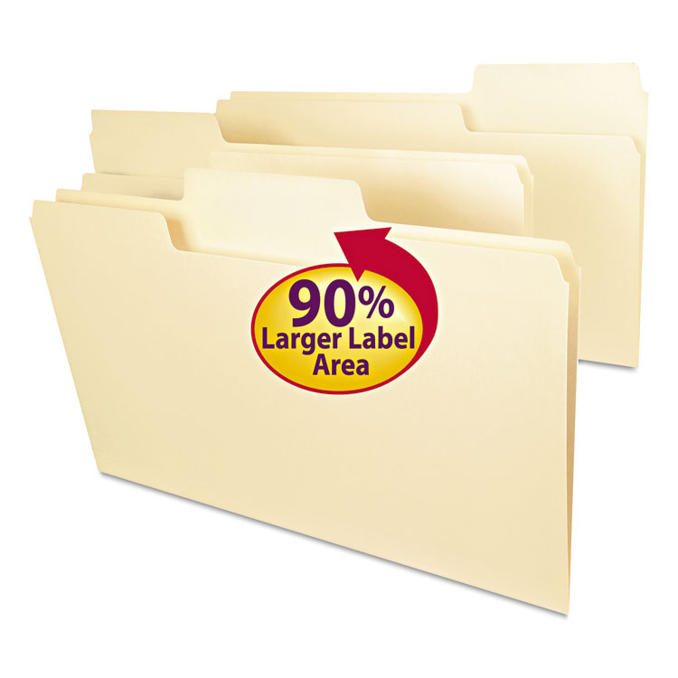 Picture of SuperTab File Folders, 1/3 Cut Top Tab, Legal, Manila, 100/Box