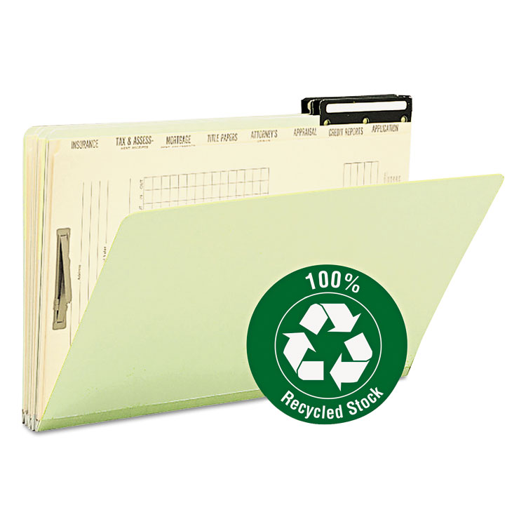 Picture of Pressboard Mortgage File Folder with Dividers & Metal Tab, Legal, Green, 10/Box