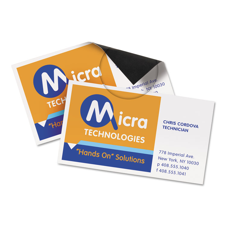 Picture of Magnetic Business Cards, 2 x 3 1/2, White, 10/Sheet, 30/Pack