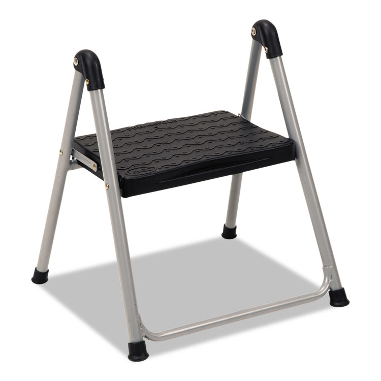 Picture of Folding Step Stool, 1-Step, 200lb, 9 9/10" Working Height, Platinum/Black