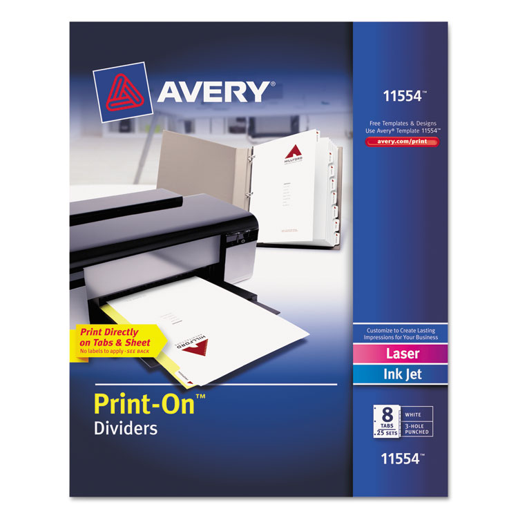 Picture of Customizable Print-On Dividers, 8-Tab, Letter, 25 Sets