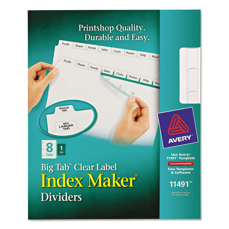 Picture of Index Maker Print & Apply Clear Label Dividers w/White Tabs, 8-Tab, Letter