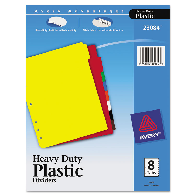 Picture of Write-On Tab Plastic Dividers w/White Labels, 8-Tab, Letter