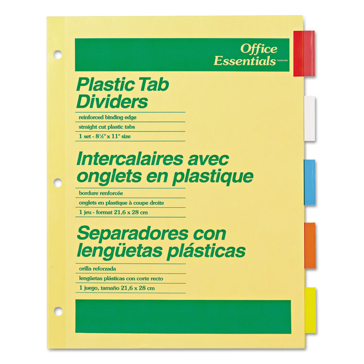 Picture of Plastic Insertable Dividers, 5-Tab, Letter