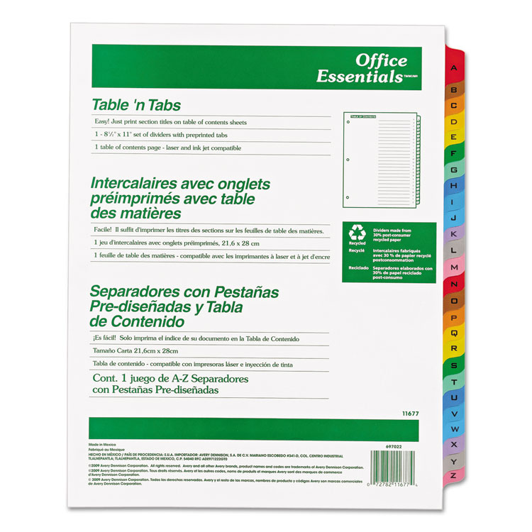 Picture of Table 'n Tabs Dividers, 26-Tab, Letter