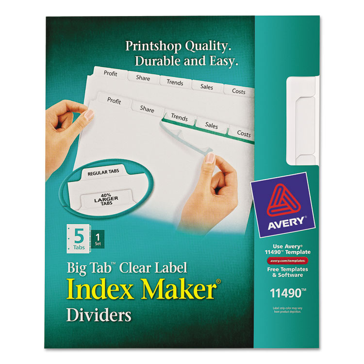 Picture of Index Maker Print & Apply Clear Label Dividers w/White Tabs, 5-Tab, Letter