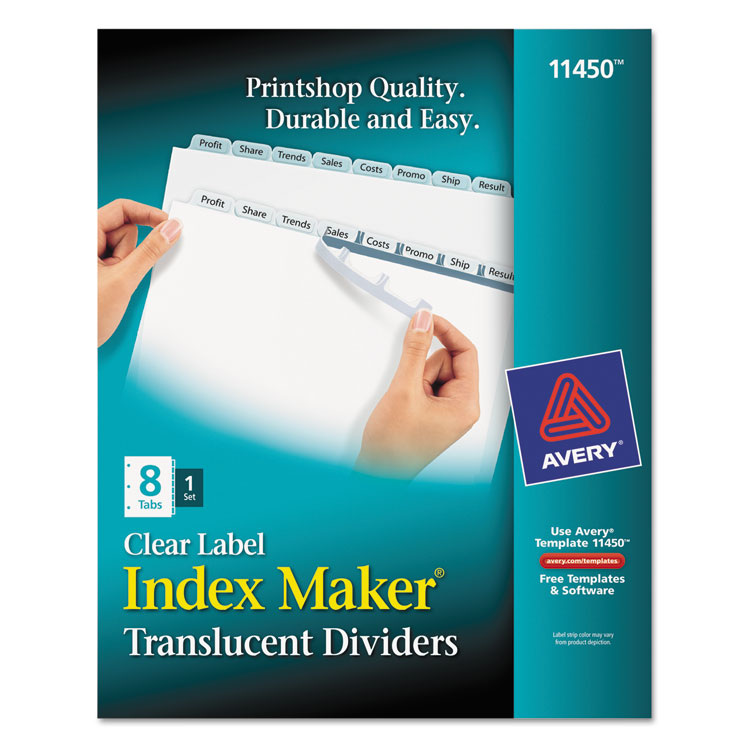 Picture of Index Maker Print & Apply Clear Label Plastic Dividers, 8-Tab, Letter