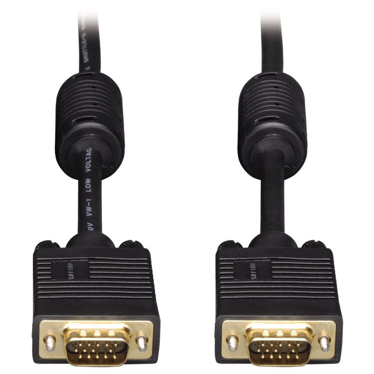 Picture of VGA Coax Monitor Cables, 50 ft, Black, HD15 Male; HD15 Male