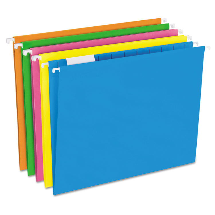 Picture of Glow Hanging File Folders, 1/5 Tab, Letter, Glow Assorted, 25/Box