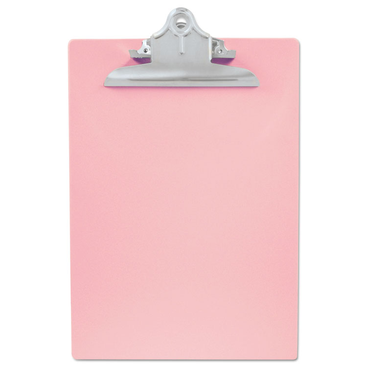 Picture of Recycled Plastic Clipboard with Ruler Edge, 1" Clip Cap, 8 1/2 x 12 Sheets, Pink