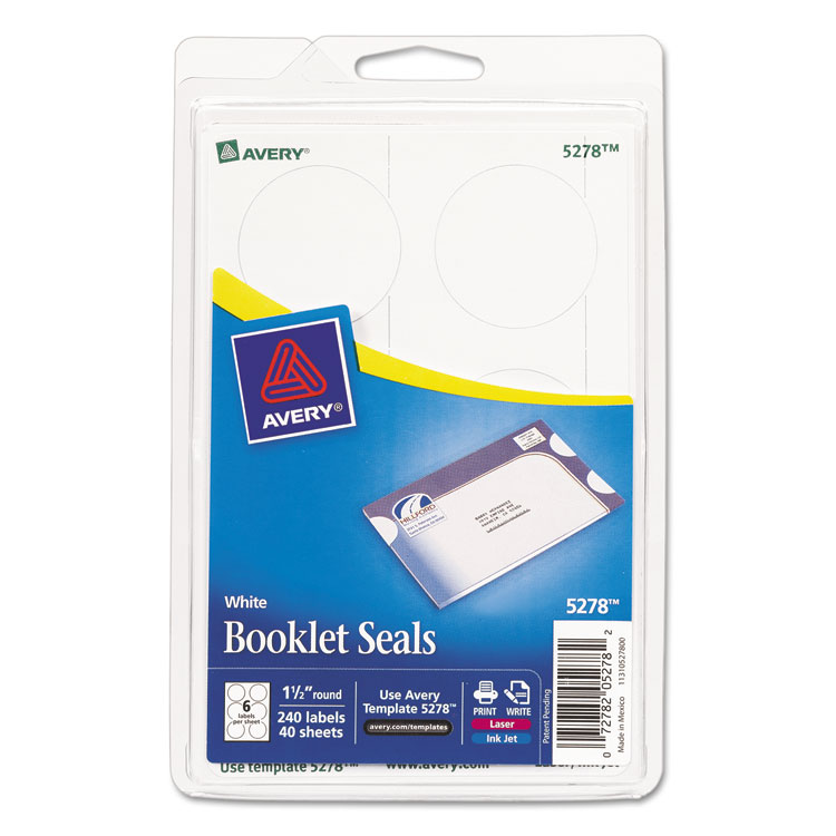 Picture of Booklet Seals, 1 1/2 dia, White, 240/Pack