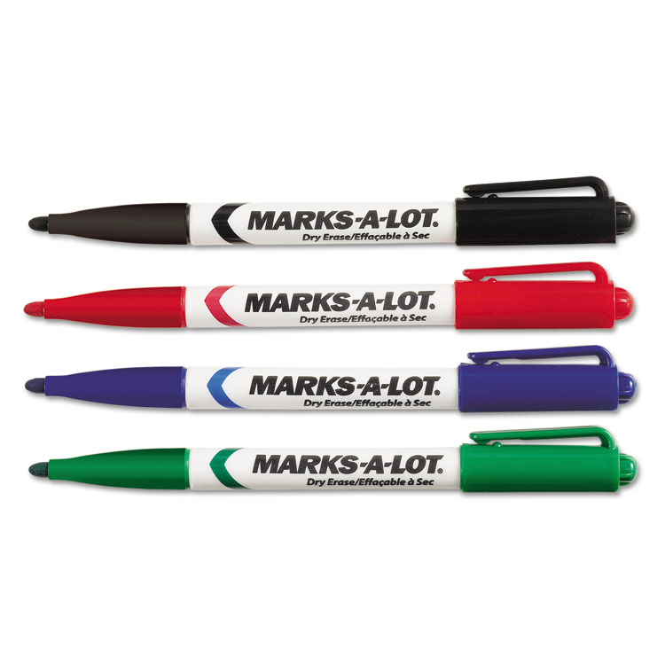 Picture of Pen Style Dry Erase Markers, Bullet Tip, Assorted, 4/Set