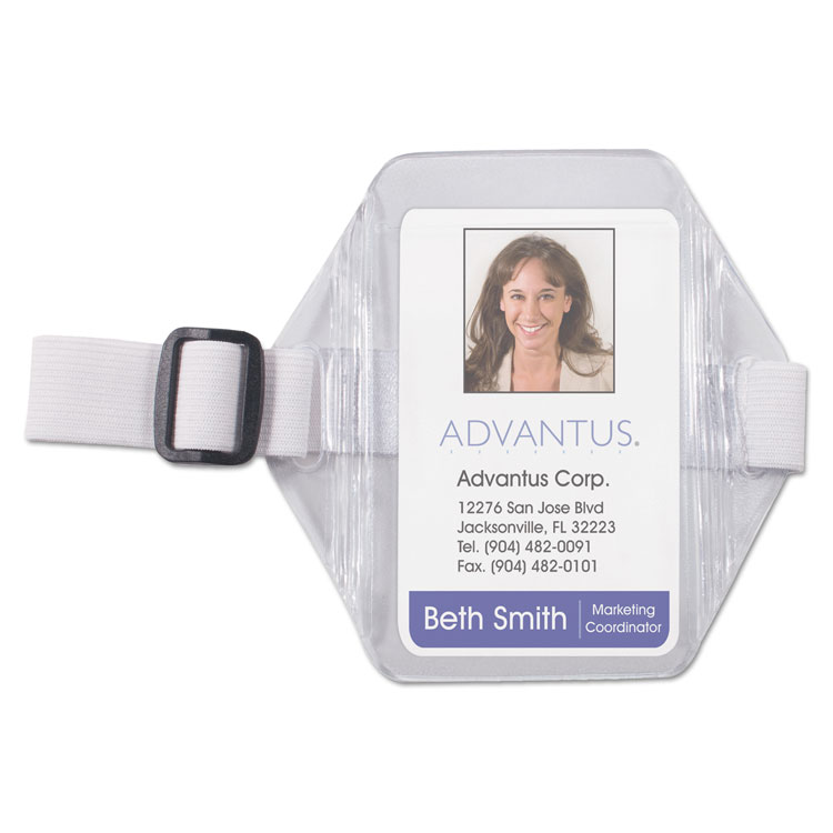 Picture of Vertical Arm Badge Holder, 2 1/2 x 3 1/2, Clear/White, 12 per Box