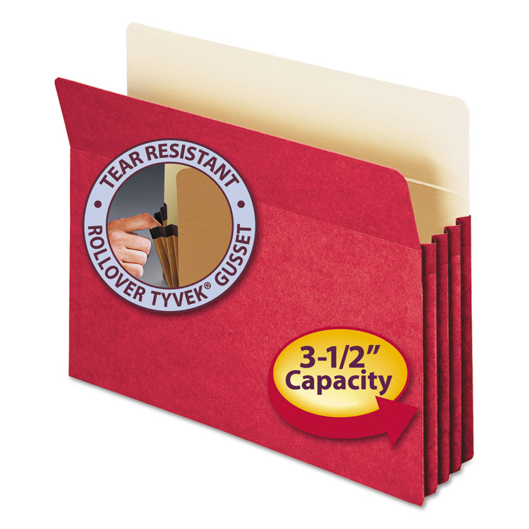 Picture of 3 1/2" Exp Colored File Pocket, Straight Tab, Letter, Red