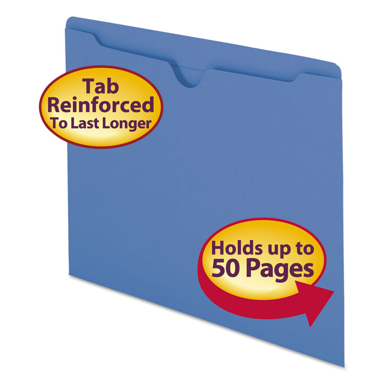 Picture of Colored File Jackets w/Reinforced 2-Ply Tab, Letter, 11pt, Blue, 100/Box