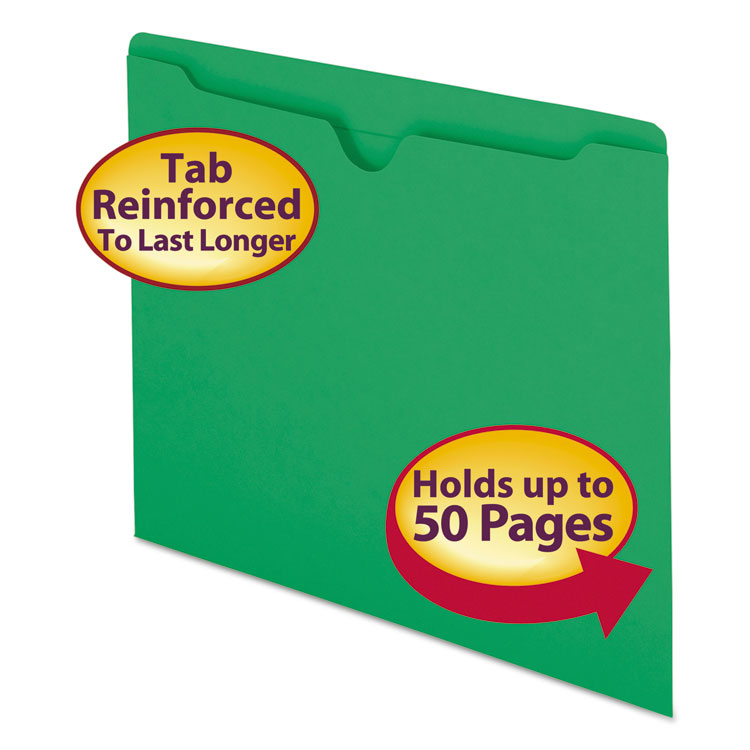 Picture of Colored File Jackets w/Reinforced 2-Ply Tab, Letter, 11pt, Green, 100/Box