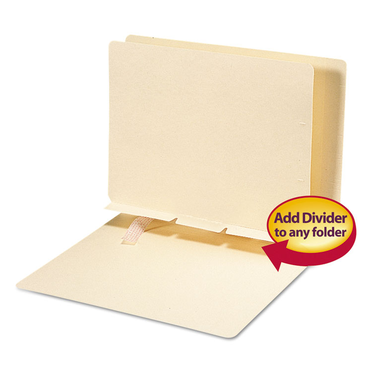 Picture of Manila Self-Adhesive Folder Dividers w/Prepunched Slits, 2-Sect, Letter, 100/Box