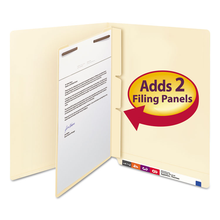 Picture of Manila Self-Adhesive End/Top Tab Folder Dividers, 2-Sections, Letter, 100/Box