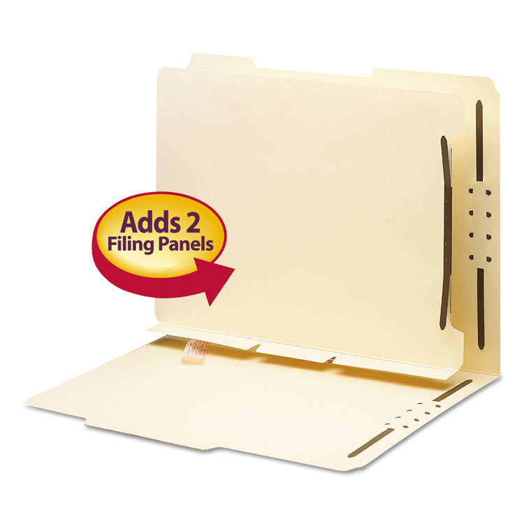 Picture of Manila Self-Adhesive Folder Dividers w/2-Prong Fastener, 2-Sect, Letter, 25/Pack