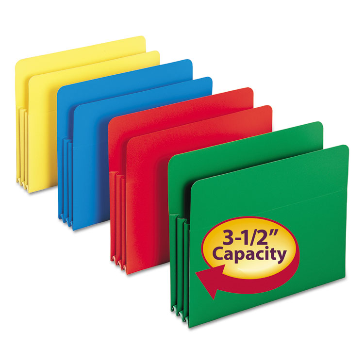 Picture of Exp File Pockets, Straight Tab, Poly, Letter, Assorted, 4/Box