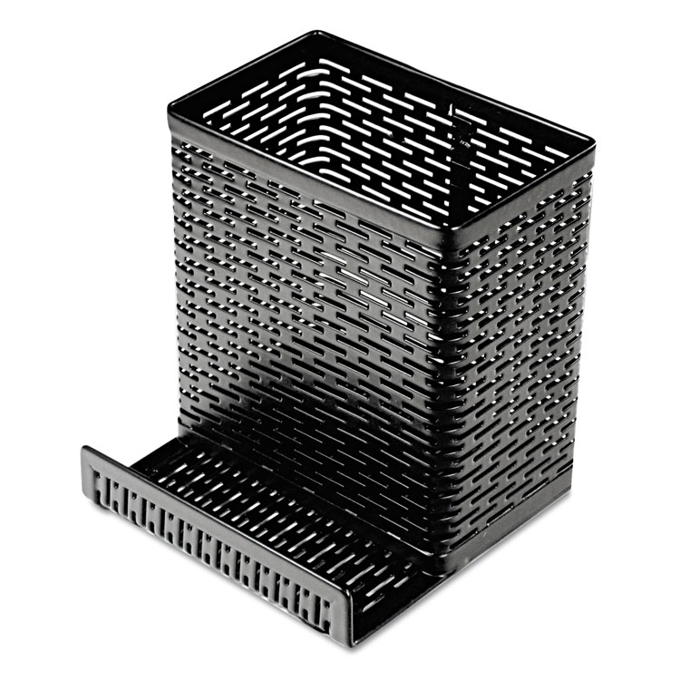 Picture of Urban Collection Punched Metal Pencil Cup/Cell Phone Stand, 3 1/2 x 3 1/2, Black