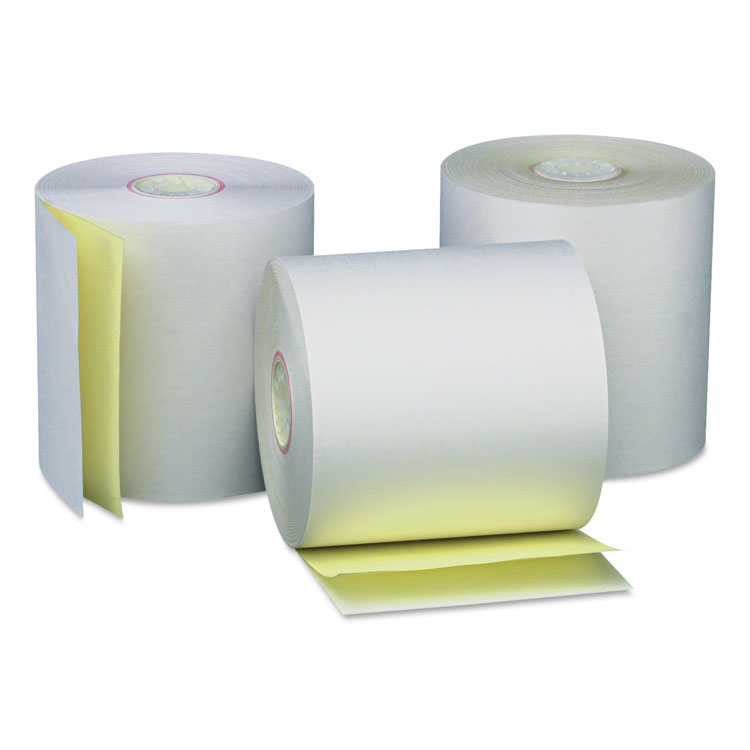 Picture of Carbonless Paper Rolls, White/Canary, 3" x 90 ft, 50/Carton