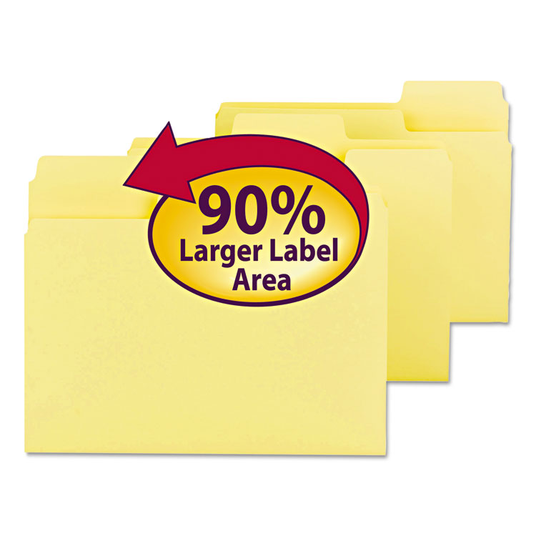 Picture of SuperTab Colored File Folders, 1/3 Cut, Letter, Yellow, 100/Box