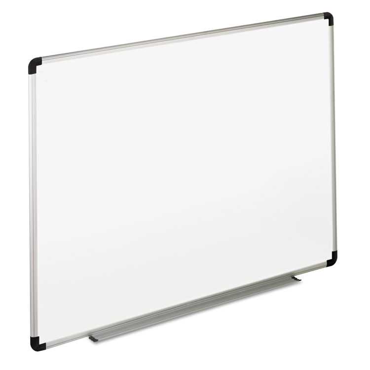 Picture of Dry Erase Board, Melamine, 48 x 36, White, Black/Gray Aluminum/Plastic Frame