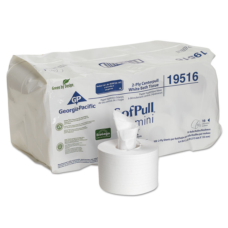 Picture of Sofpull Mini Centerpull Toilet Tissue, 5 1/4 X 8 2/5, 500 Sheets, 16 Rolls/carton