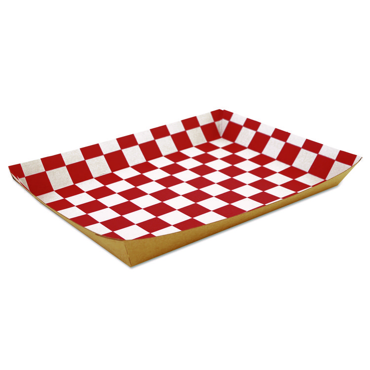 Picture of Lunch Trays, Paperboard, Red/white Check, 10.5"w X 7.5"d X 1.5"h, 250/carton