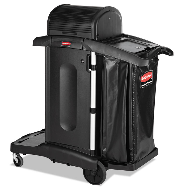 Executive High Security Janitorial Cleaning Cart, 23-1/10 x 39-3/5 x 27-1/2, Blk