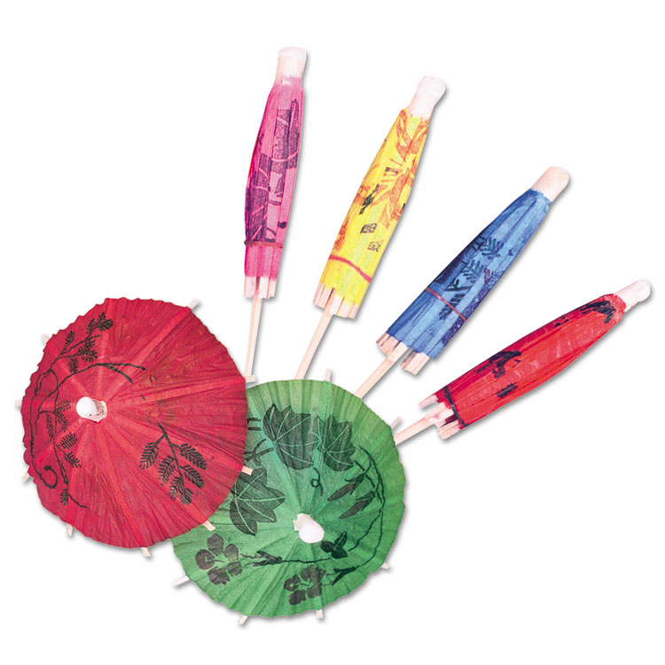 Picture of Cocktail Parasols, 3", Assorted, 144/Box, 50 Boxes/Carton