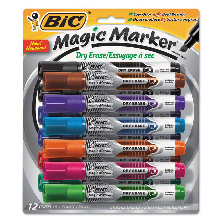 Picture of Low Odor and Bold Writing Dry Erase Marker, Chisel Tip, Assorted, Dozen
