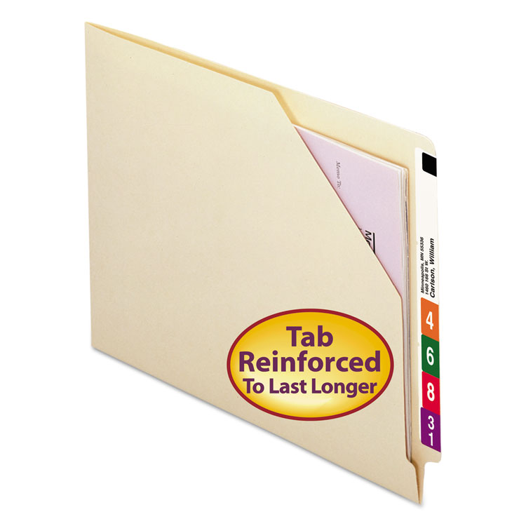 Picture of Cut-Away Corner End Tab Jackets w/Reinforced Tabs, Letter, 11pt Manila, 100/Box
