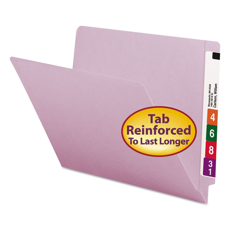 Picture of Colored File Folders, Straight Cut Reinforced End Tab, Letter, Lavender, 100/Box