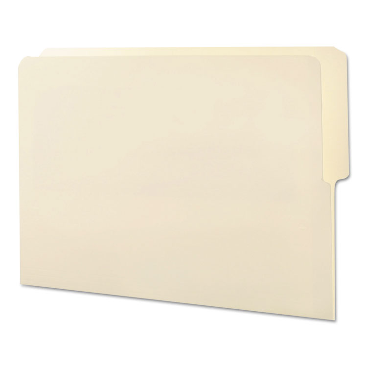 Picture of Folders, 1/2 Cut Top, Reinforced End Tab, Letter, Manila, 100/Box