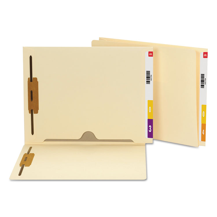 Picture of Reinforced End Tab Pocket Folder, Two Fasteners, Letter, Manila, 50/Box