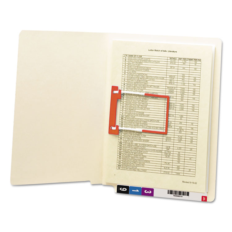 Picture of U-Clip File Folders, Straight Tab, Letter, Manila, 50/Box