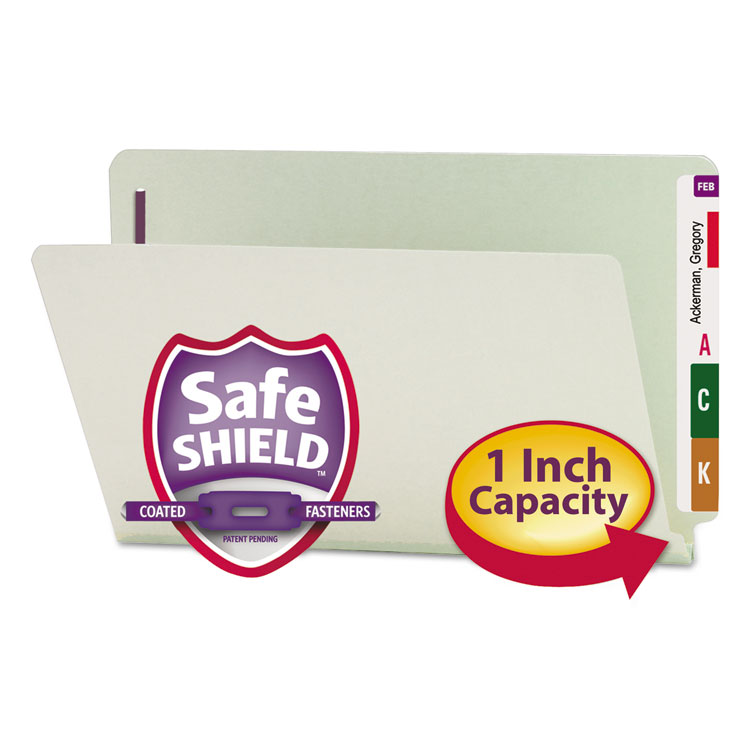 Picture of One Inch Expansion Folder, Two Fasteners, End Tab, Legal, Gray Green, 25/Box