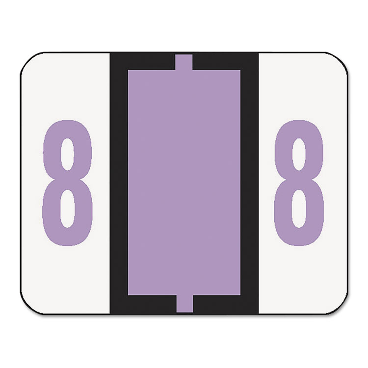 Picture of Single Digit End Tab Labels, Number 8, Lavender, 500/Roll