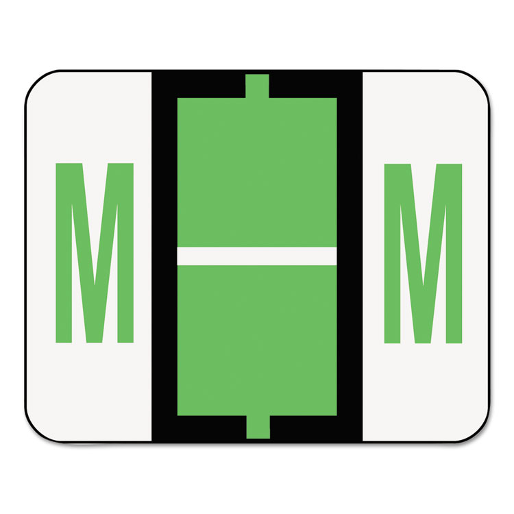 Picture of A-Z Color-Coded Bar-Style End Tab Labels, Letter M, Light Green, 500/Roll