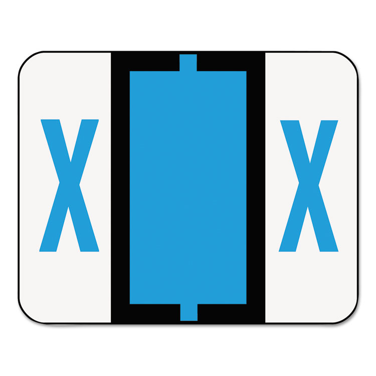 Picture of A-Z Color-Coded Bar-Style End Tab Labels, Letter X, Blue, 500/Roll