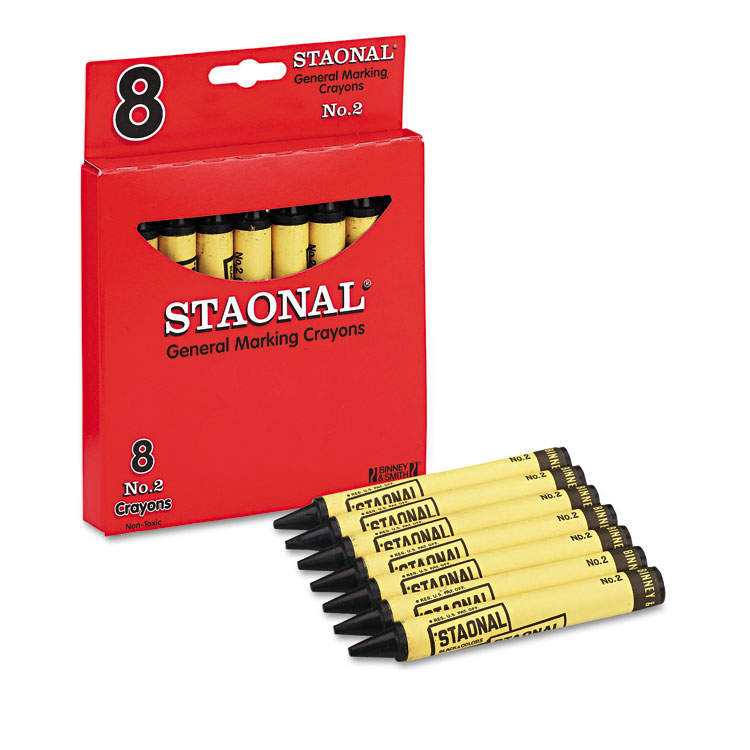 Picture of Staonal Marking Crayons, Black, 8/Box