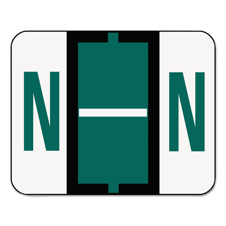Picture of A-Z Color-Coded Bar-Style End Tab Labels, Letter N, Dark Green, 500/Roll