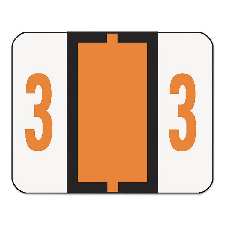 Picture of Single Digit End Tab Labels, Number 3, Dark Orange, 500/Roll