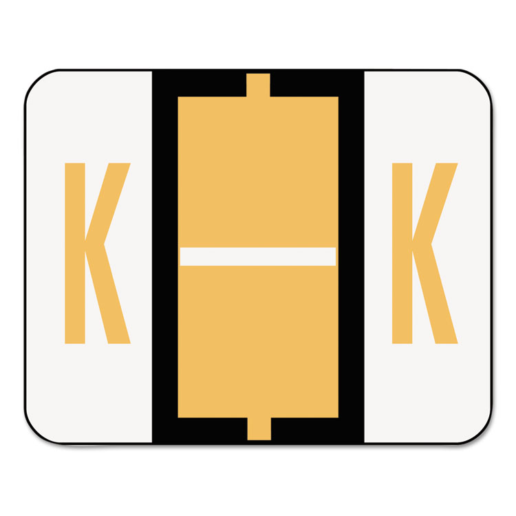 Picture of A-Z Color-Coded Bar-Style End Tab Labels, Letter K, Light Orange, 500/Roll